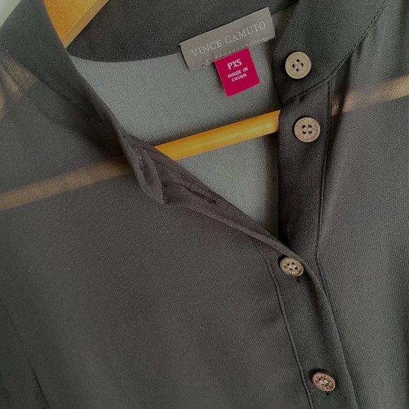 Vince Camuto chiffon sheer side tie long tunic, high side slit, black PXS XS pet - Picture 8 of 10